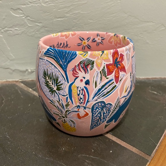 Opalhouse Stoneware Mug Away From My Desk 16 Oz Cockatoo Floral Pink - Picture 2 of 7